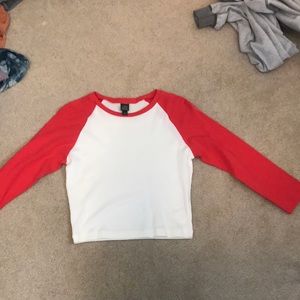 Crop top baseball style shirt